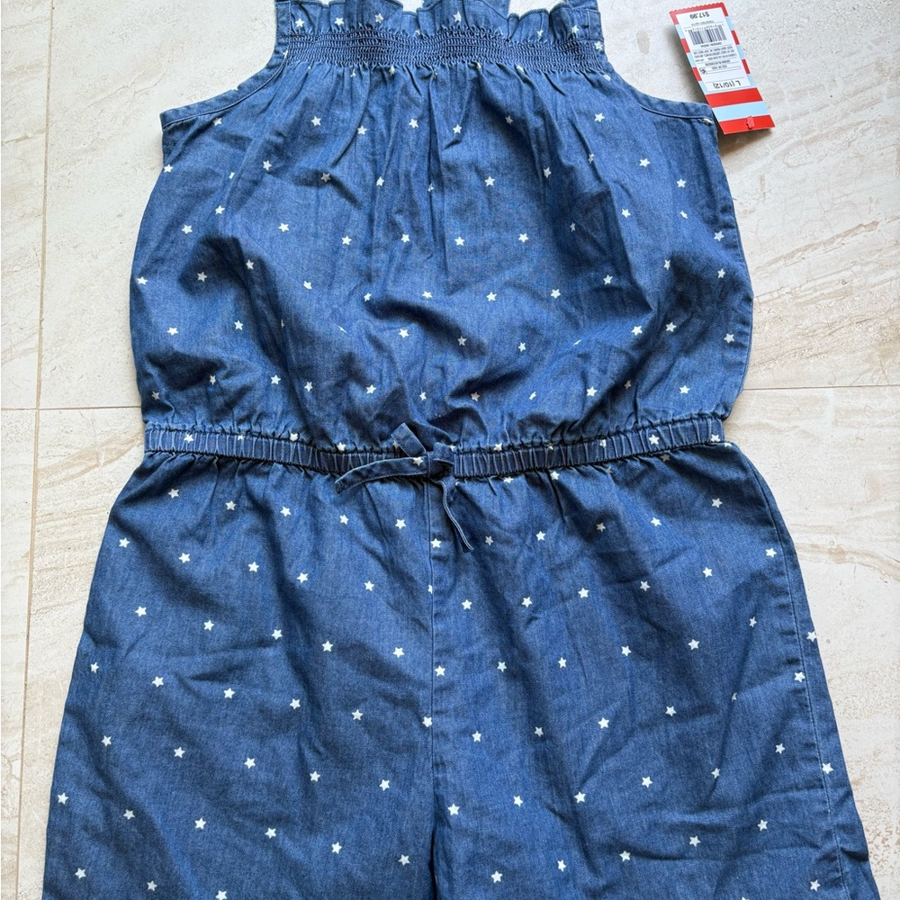Cat and jack girls Blue Star-Patterned Romper size large 10/12